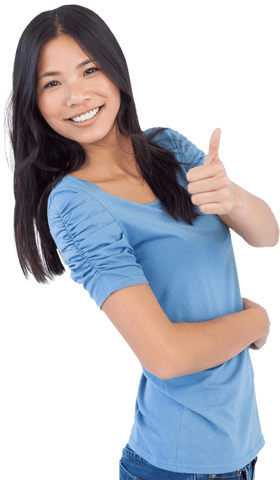 Transparent Cheerful Asian Woman Giving Thumbs Up - Download Free Stock Videos Pikwizard.com