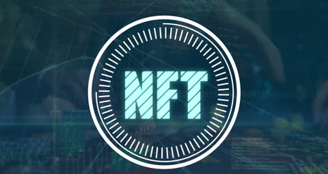 NFT Concept with Digital Data and Futuristic Technology