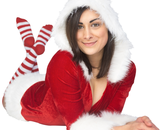 Smiling Woman Wearing Christmas Santa Outfit Transparent Background - Download Free Stock Videos Pikwizard.com