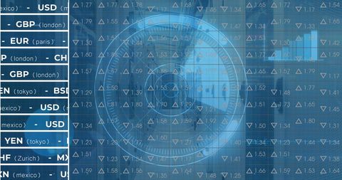 Blue Virtual Data Processing Interface with Global Financial Figures - Download Free Stock Images Pikwizard.com