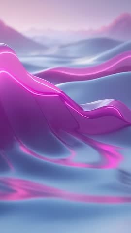 Magenta Wave Crest Gliding Over Pastel Surface in Vertical 3D Abstract Motion