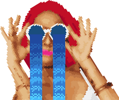 pixel art woman adjusting sunglasses with blue tears, transparent - Download Free Stock Videos Pikwizard.com