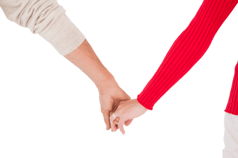 Transparent Background Couple Holding Hands Rear View Love Concept