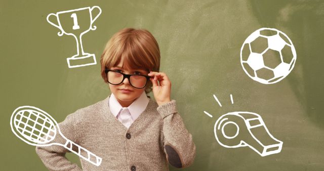 Child with Glasses Planning Sports Strategy in Classroom - Download Free Stock Images Pikwizard.com