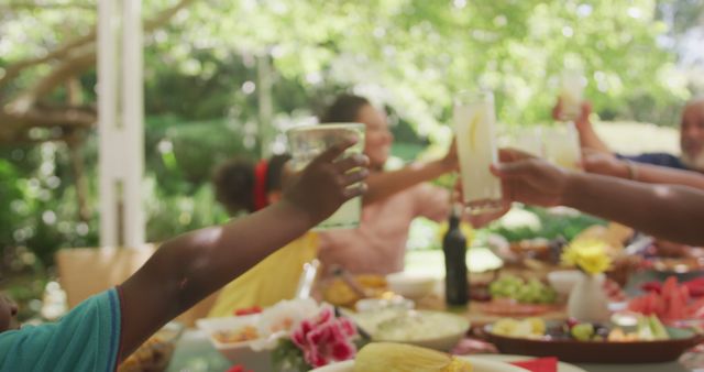 Friends Celebrating Garden Party with Toast and Refreshments - Download Free Stock Images Pikwizard.com