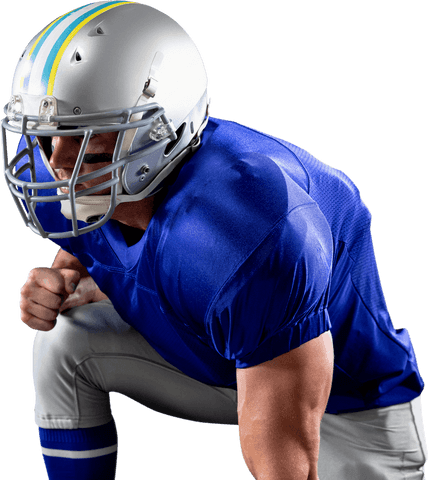Transparent focused football player ready for action