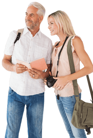 happy mature tourist couple with travel guidebook and camera transparent - Download Free Stock Videos Pikwizard.com