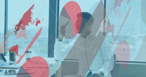 Businessman Analyzing Data with Global Interface