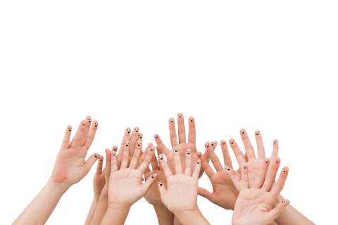 Multiple Happy Hands Raising on Transparent Background - Download Free Stock Videos Pikwizard.com