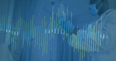 Healthcare Professional Preparing Syringe with Data Visualization Overlay
