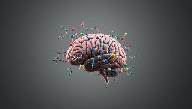 Digital representation of brain interacting with molecular structures