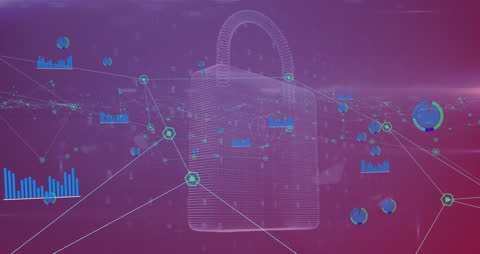 Digital Security Network Concept with Padlock Graphic