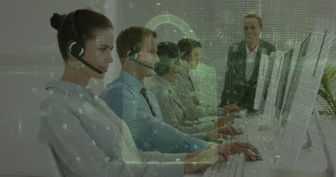 Group of Professionals Working in a High-Tech Office Environment