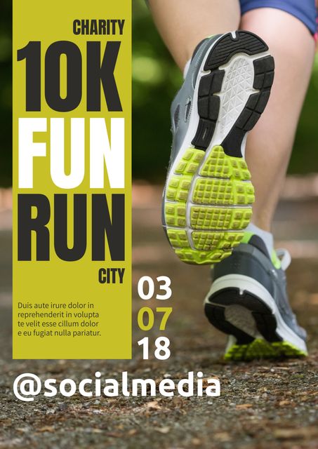 Charity 10k Fun Run Promotion Featuring Running Shoes - Download Free Stock Templates Pikwizard.com