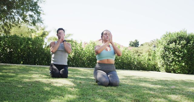 Man and Woman Practicing Yoga Outdoors in Natural Setting - Download Free Stock Images Pikwizard.com