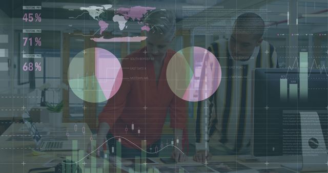 Business Professionals Analyzing Data with Futuristic Graphs in Modern Office - Download Free Stock Images Pikwizard.com