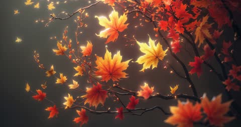 Graceful Maple Leaves in Autumn Breeze Captured with Elegance