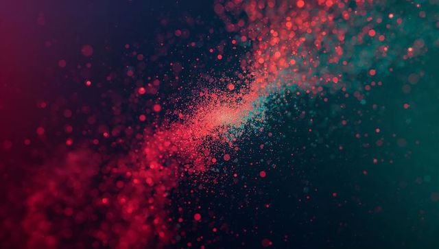 Neon particle stream flowing diagonal dust cloud with bokeh gradient and glow