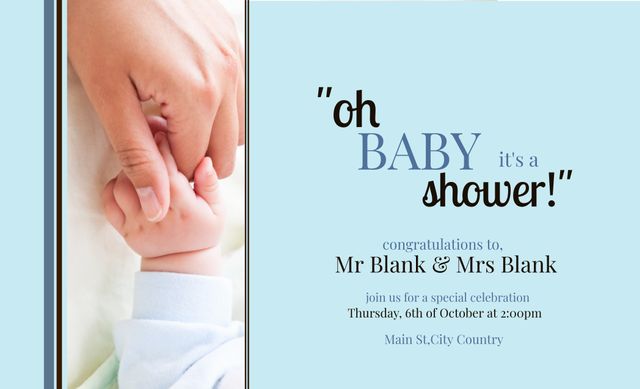 Baby Shower Invitation Card with Tender Infant Hand - Download Free Stock Templates Pikwizard.com