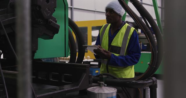 Factory Worker with Clipboard by Industrial Machinery in Manufacturing Plant - Download Free Stock Images Pikwizard.com