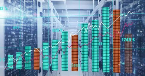 Rising Analytics in Data Center Visualization Concept