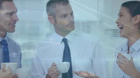 Team Collaboration Meeting with Digital Networking Overlay