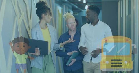 Diverse Colleagues Collaborating in Modern Corporate Environment