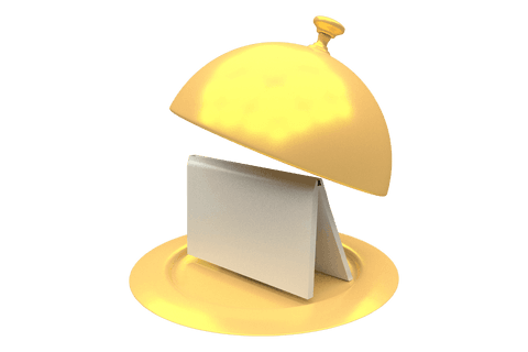 Golden Serving Tray with Open Laptop Transparent Background - Download Free Stock Videos Pikwizard.com