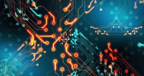Colorful Circuit Patterns with Holographic Code Overlays - Download Free Stock Images Pikwizard.com