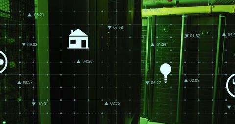 Digital Data Processing on Computer Servers in Green Light - Download Free Stock Images Pikwizard.com