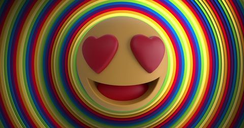 Vibrant Heart-Eye Emoji with Colorful Rainbow Background