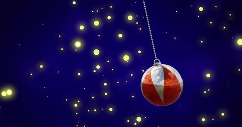 Red and White Christmas Bauble with Warm Glowing Lights - Download Free Stock Images Pikwizard.com