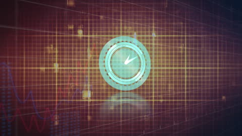 Digital Interface with Animated Clock and Cardiograph