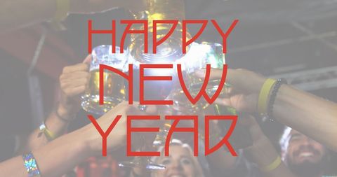 Cheerful New Year Celebration with Friends Toasting