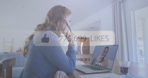 Virtual communication and social media connection concept