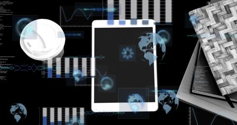 futuristic global data analysis with tablet and graphics - Download Free Stock Images Pikwizard.com