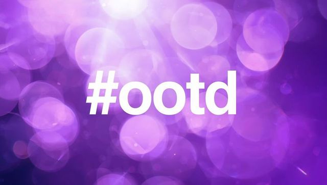 Hashtag ootd on vivid purple bokeh background