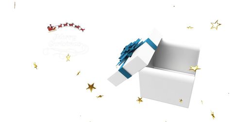 Open Christmas Gift Box Surrounded by Golden Stars - Download Free Stock Images Pikwizard.com
