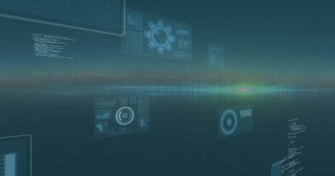 Digital Interface with Data Processing Elements over Blue Background - Download Free Stock Images Pikwizard.com