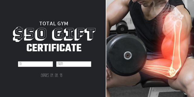 $50 Gym Gift Certificate for Fitness and Strength Incentives - Download Free Stock Templates Pikwizard.com