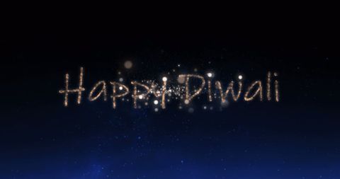 Happy Diwali Greeting with Sparking Fireworks and Festive Lights