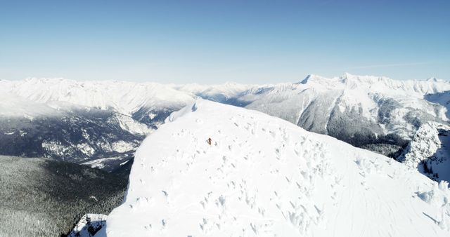 Lone Backpacker Exploring Snow-Covered Alpine Mountains - Download Free Stock Images Pikwizard.com