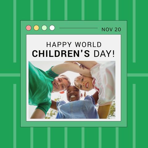 Happy World Children's Day Greeting with Diverse Kids - Download Free Stock Templates Pikwizard.com
