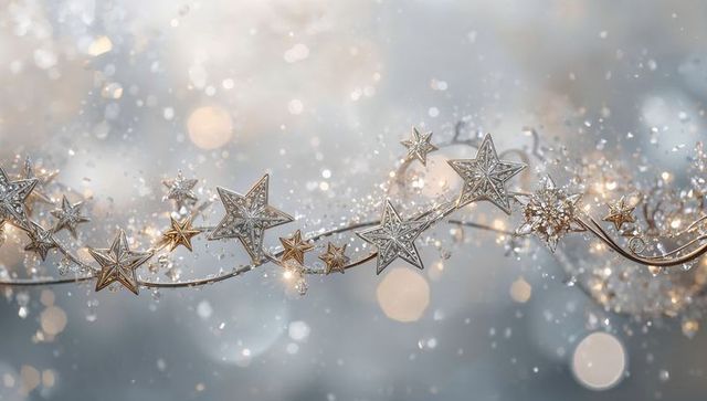 Glittering Metallic Star Garland with Crystals and Bokeh Lights for Holiday Decor