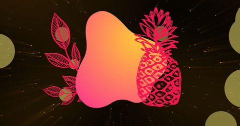 Digital Art Pineapple with Abstract Background in Orange and Black