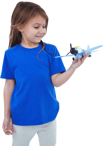 girl joyfully holding toy airplane on transparent background - Download Free Stock Videos Pikwizard.com