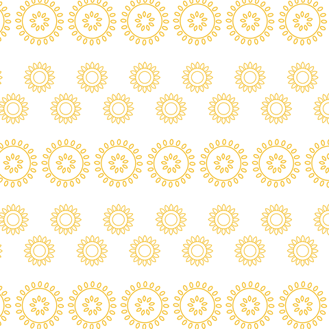 Yellow floral pattern rows on transparent background