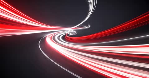 Dynamic Neon Tunnel with Futuristic Red and White Light Trails