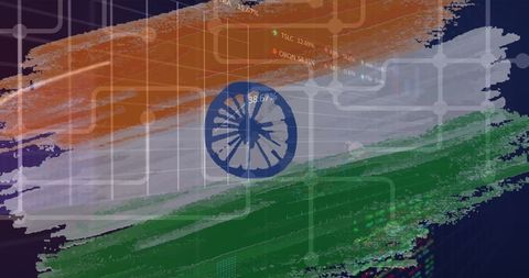 Indian Flag Overlay on Digital Financial Market Background - Download Free Stock Images Pikwizard.com