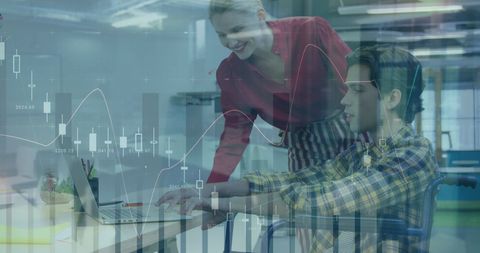 Data Analytics Overlay on Office Collaboration - Download Free Stock Images Pikwizard.com